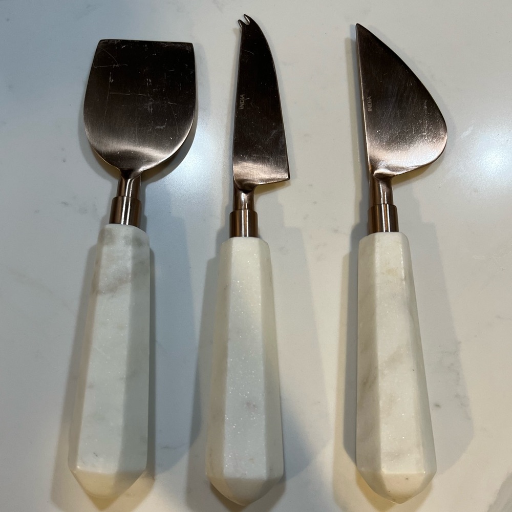 Copper and Marble Cheese Knives
